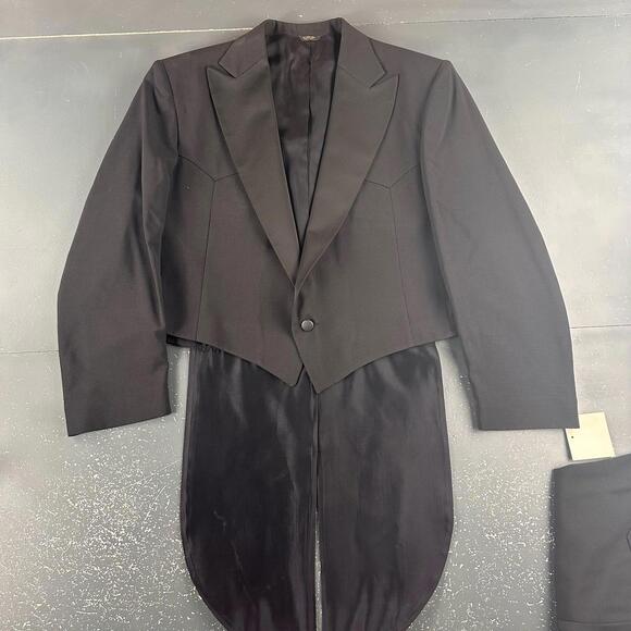 VTG Pagano West Suit Men 46R Black Cropped Tuxedo Tails Bolero 42" Waist NWT USA - Picture 6 of 16